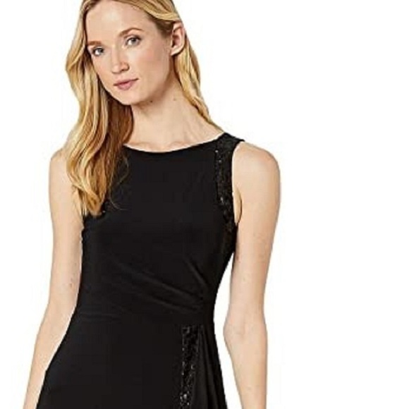 Ralph Lauren Women's Lace-Trim Jersey Dress (Black) Dress Black Size 2 - Picture 2 of 3